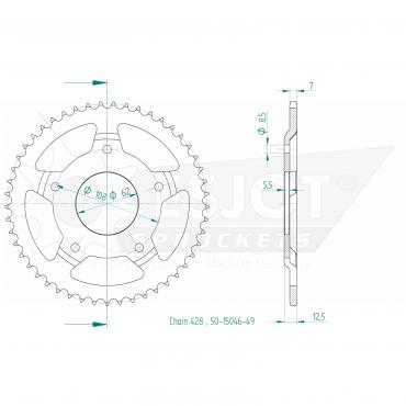 ESJOT Sprocket steel 49 Z silver
