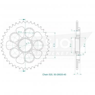 ESJOT Sprocket steel 40 Z silver Ducati
