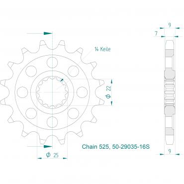 ESJOT Sport front sprocket 16 Z