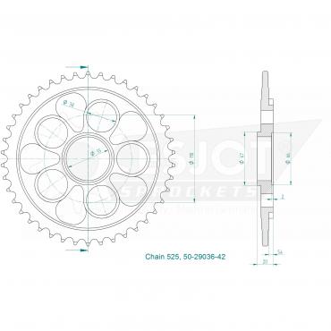 ESJOT Sprocket steel 42 Z silver