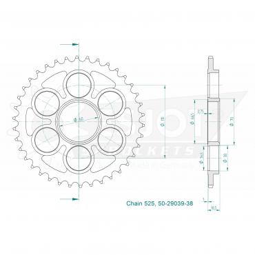 ESJOT Sprocket steel 38 Z