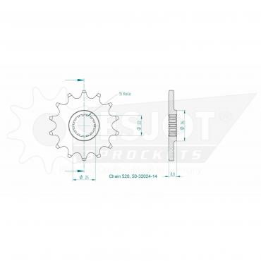 ESJOT Front sprocket 14 Z