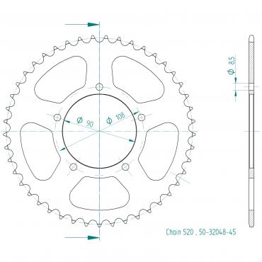 ESJOT  Sprocket 45 Z