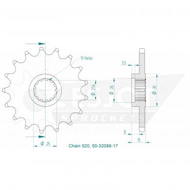ESJOT Front Sprocket 17 Z