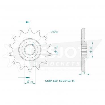 ESJOT Front Sprocket 14 Z