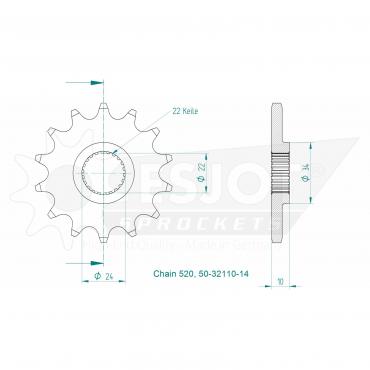 ESJOT Front Sprocket 14 Z