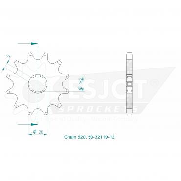 ESJOT Front Sprocket 12 Z