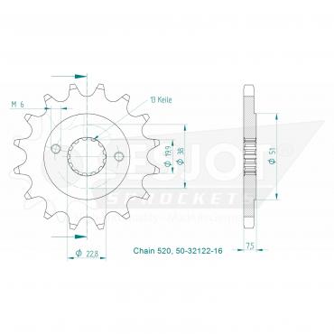 ESJOT Front Sprocket 16 Z