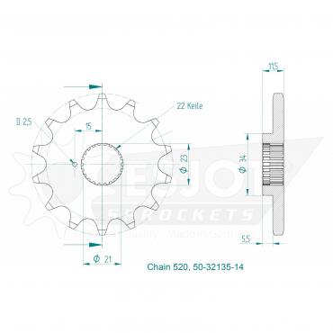 ESJOT Front Sprocket 14 Z