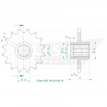 ESJOT Front Sprocket 16 Z