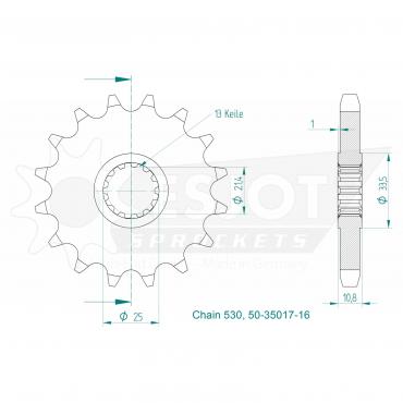 ESJOT Front sprocket 16 Z