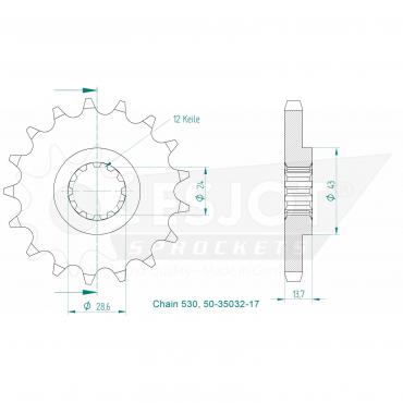 ESJOT Front sprocket 17 Z