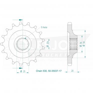 ESJOT Front Sprocket 17 Z