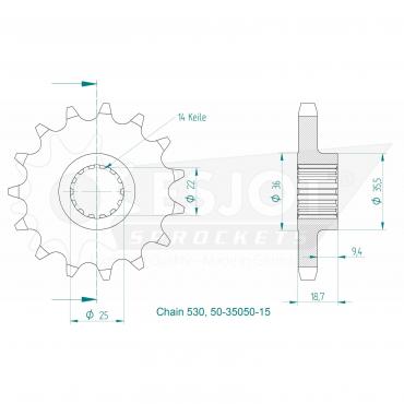 ESJOT Front sprocket 15 Z