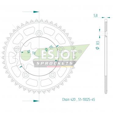 ESJOT  Alu-Sprocket 45 Z