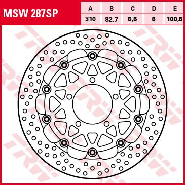 TRW RACING Bremsscheibe ohne ABE MSW287SP